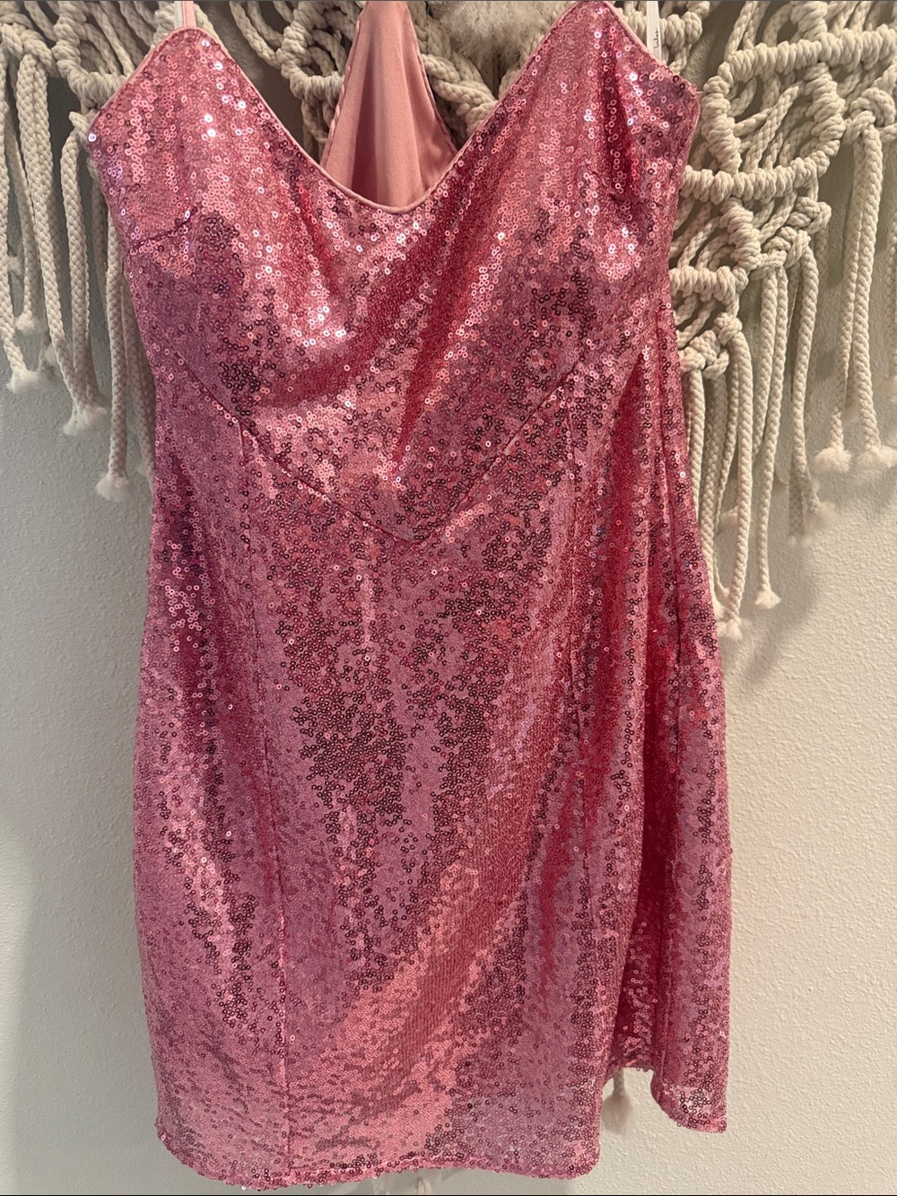 Lulu's Pink Sequin Slip Dress